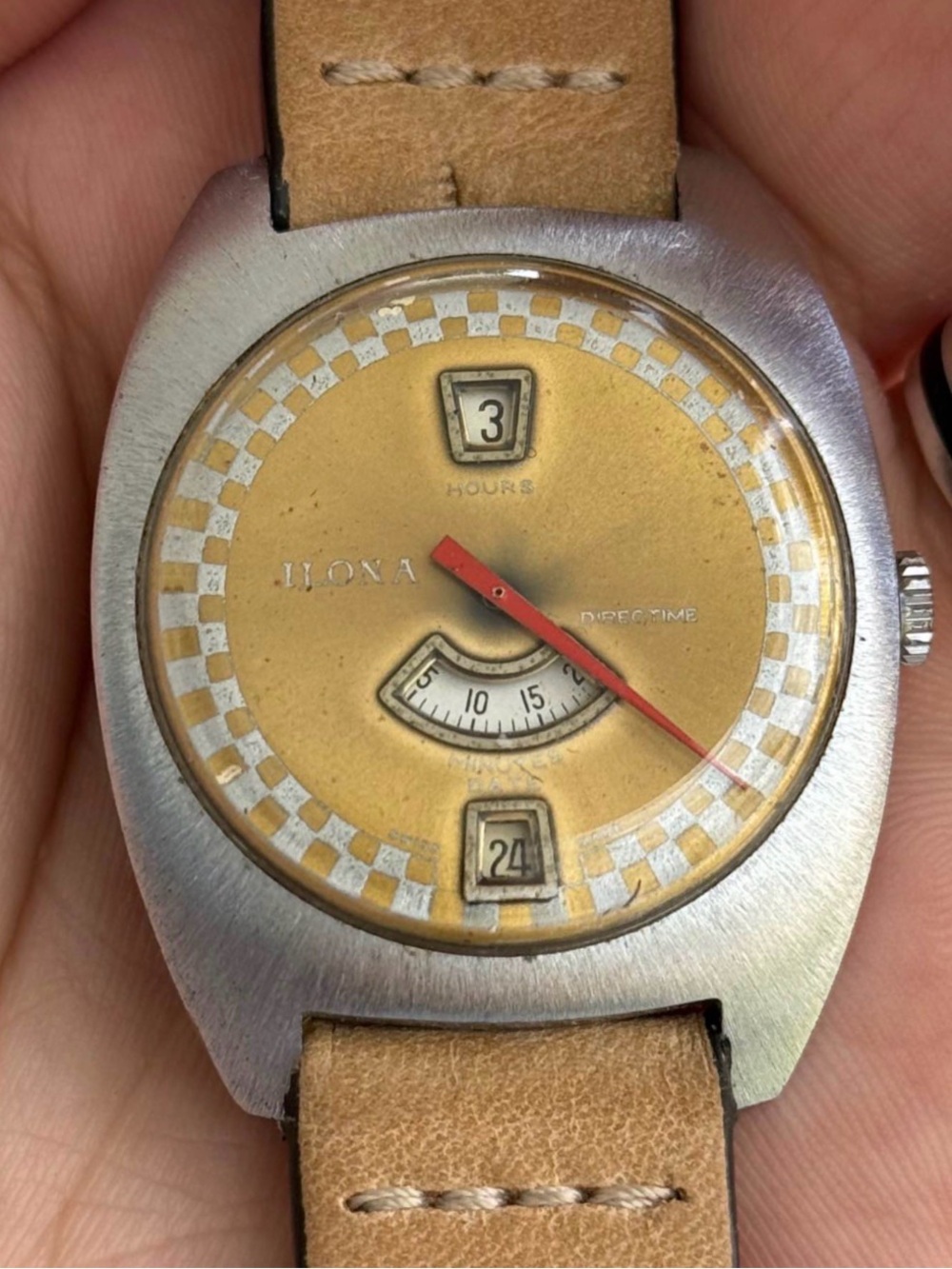 Vintage Ilonas Swiss Made Jump Hour Watch Manual Winding 35mm